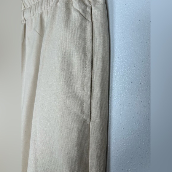 NWT Cream Straight Leg Linen Blend Pants w/ Elastic Waist and Relaxed Fit. XL - Picture 2 of 10